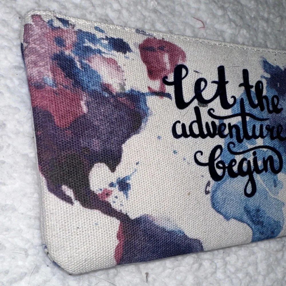 Pencil Pouch Colorful Canvas Inspirational Adventure Accessory Makeup Bag